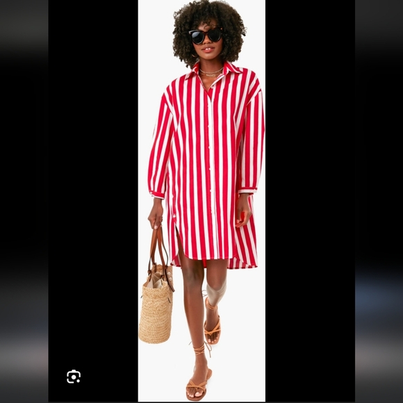 Tuckernuck Pomander Place Brenna Red and White Striped Cover-Up Dress - Picture 1 of 4